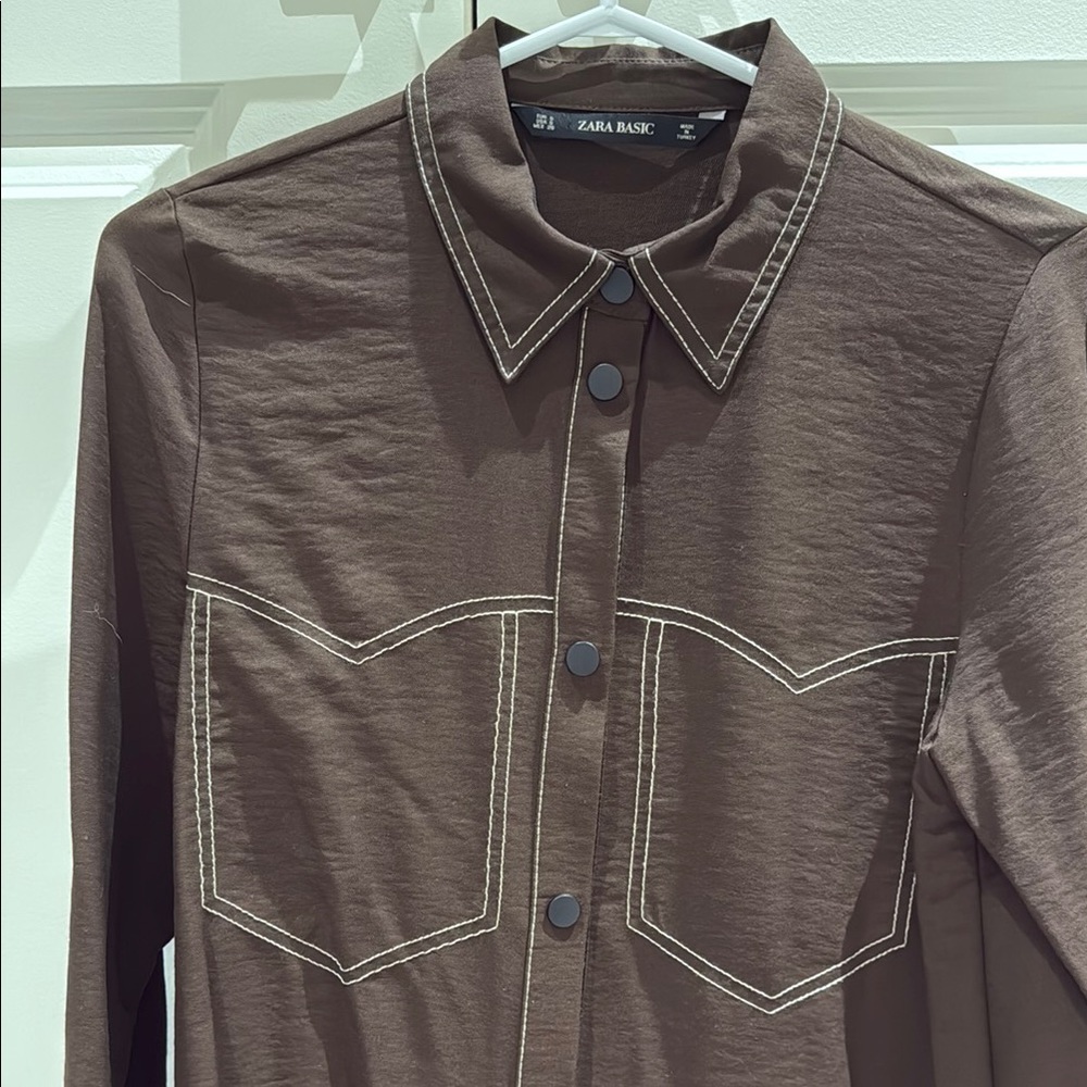 ZARA - brown button down - Picture 2 of 3